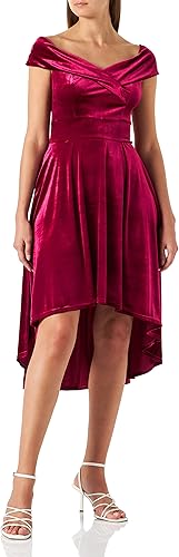 JASAMBAC Women's Off Shoulder High Low A Line Wedding Guest Dress