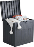 33 Gallon Deck Box Grey - Small Waterproof Lockable Outdoor Bin