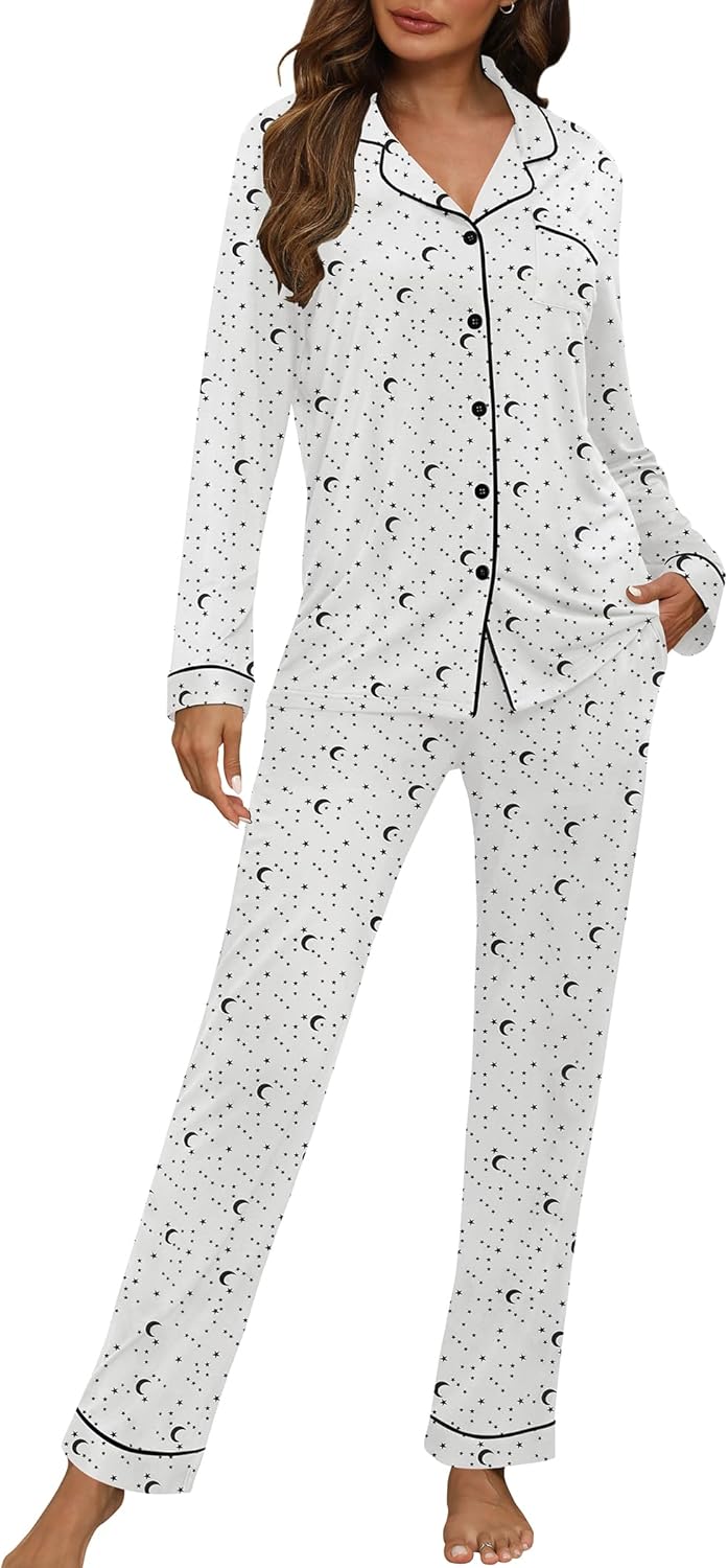 HNG Women Pajama Set Long Sleeve Sleepwear for Ultimate Comfort