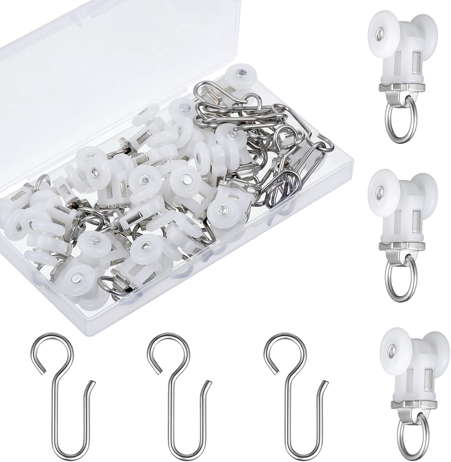 Barydat 60 Set Dual Wheel Curtain Hooks