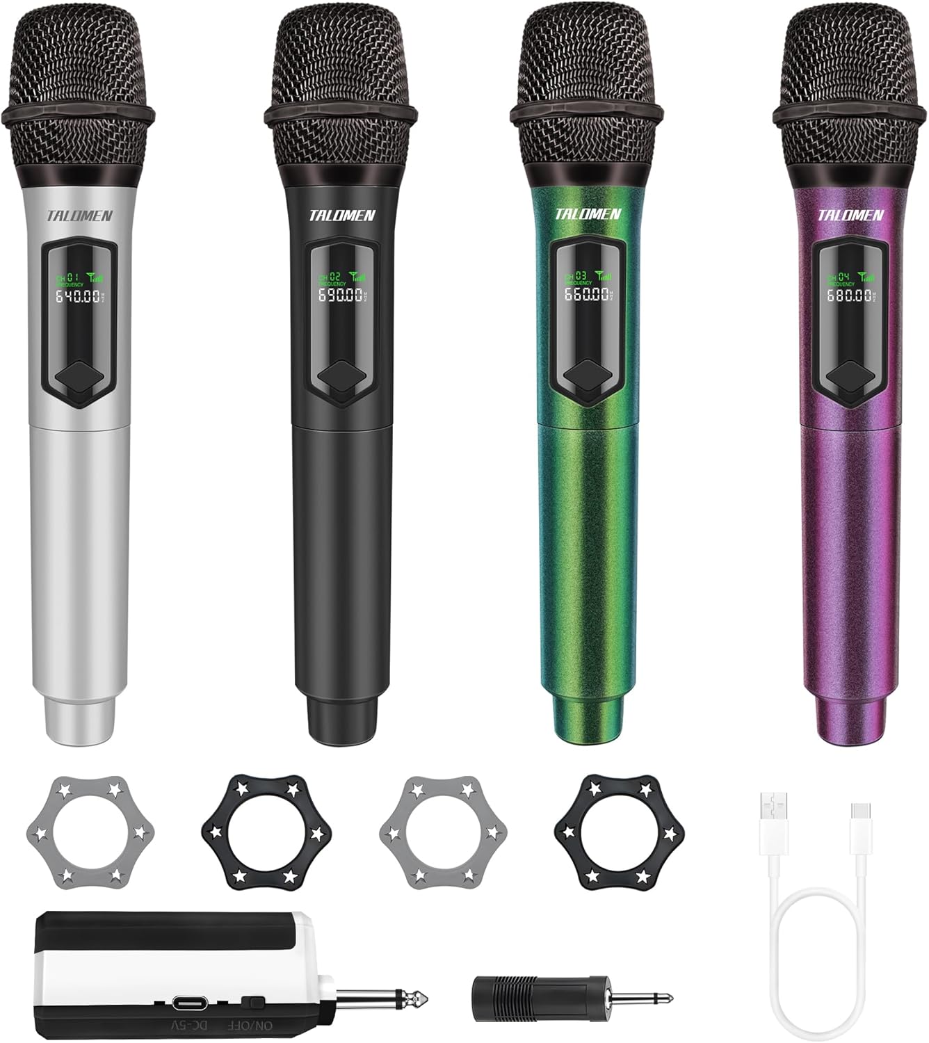 4 Wireless Microphones for Karaoke and Events - Dynamic Mic System