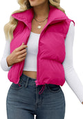 Women Crop Puffer Vest Lightweight Sleeveless Jacket - Warm Fit
