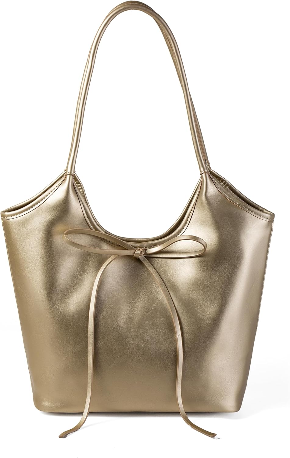 Vintage French Bow Tote Bag Large Capacity Chic Hobo Satchel