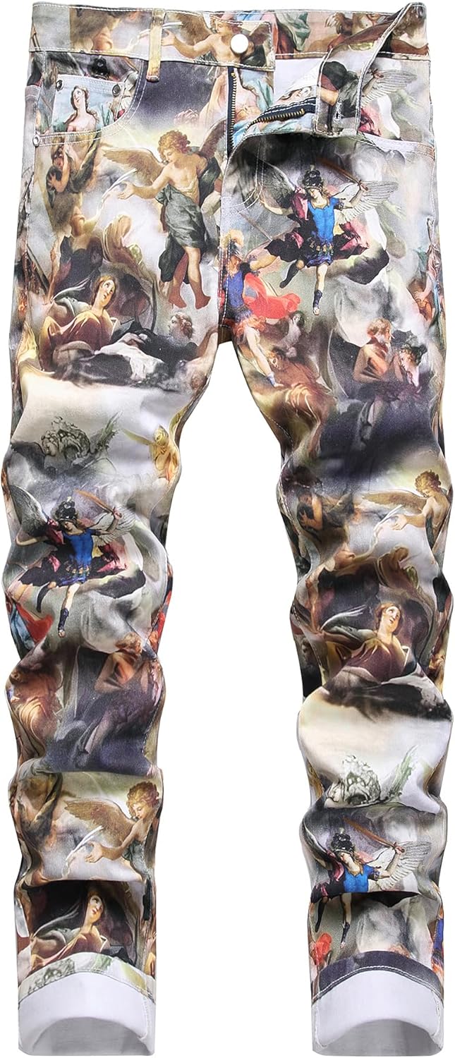 Baylvn Men's Casual Printed Slim Fit Jeans for Stylish Look