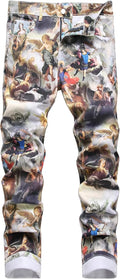 Men's Skinny Denim Jeans - Stylish Printed Slim Fit Pants