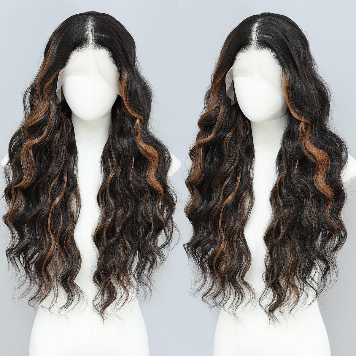 Synthetic Lace Front Wigs for Black Women - 26 Inch Wavy Style