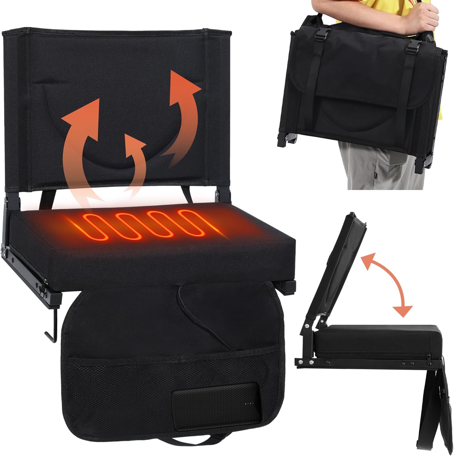 Heated Stadium Seats with Backrest and Cushion for Comfort