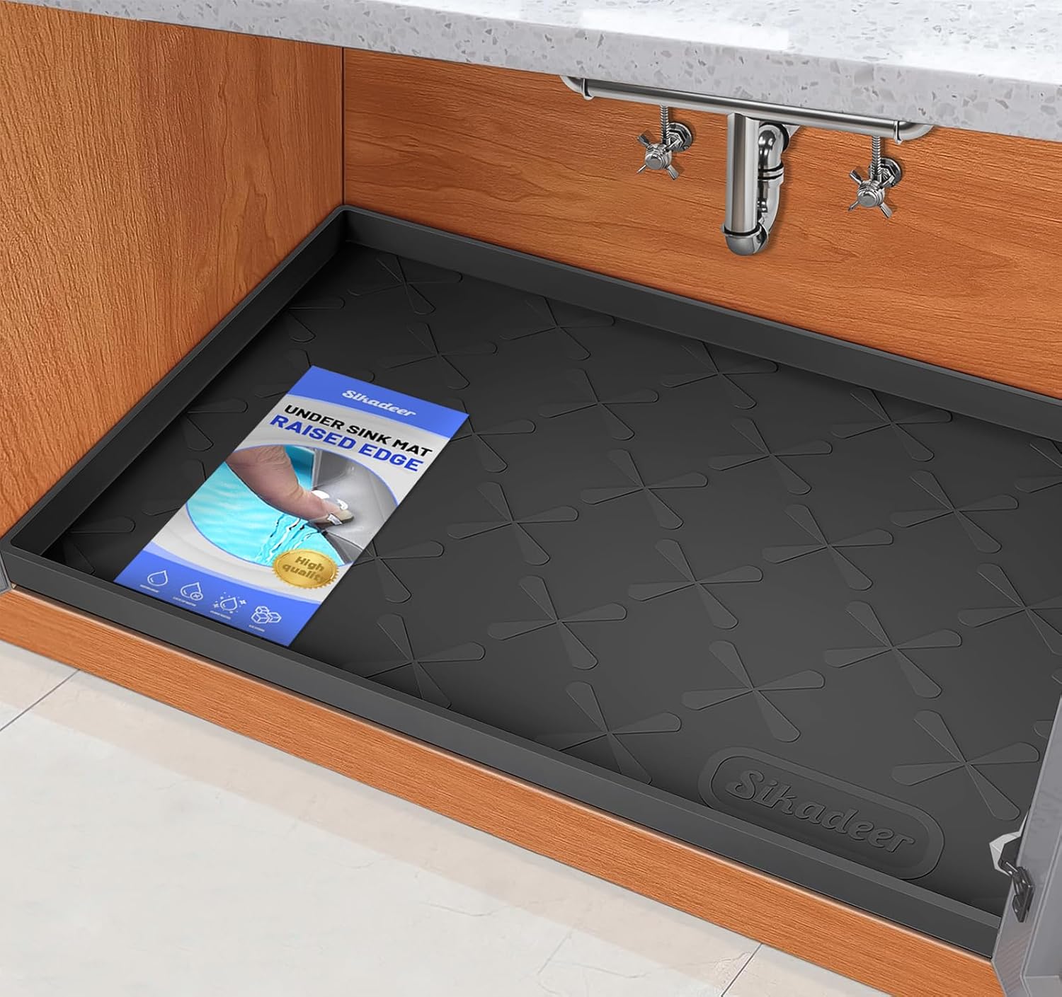 SIKADEER Under Sink Mat Waterproof Silicone Kitchen Protector