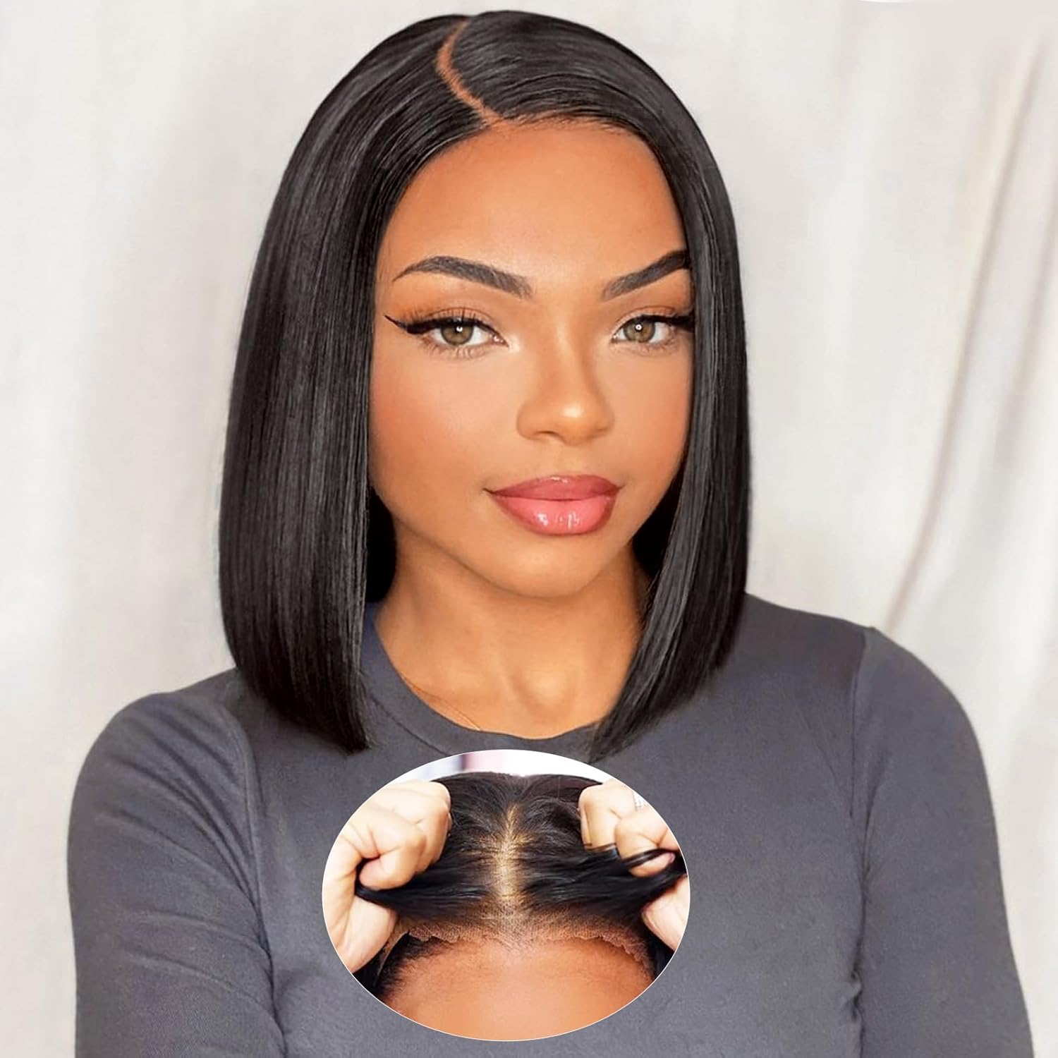 Glueless Bob Wig Human Hair for Black Women - 12 Inch Style