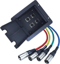 Pro Audio Recessed Stage Box Black with 4 Prewired XLRs - Flush Mount