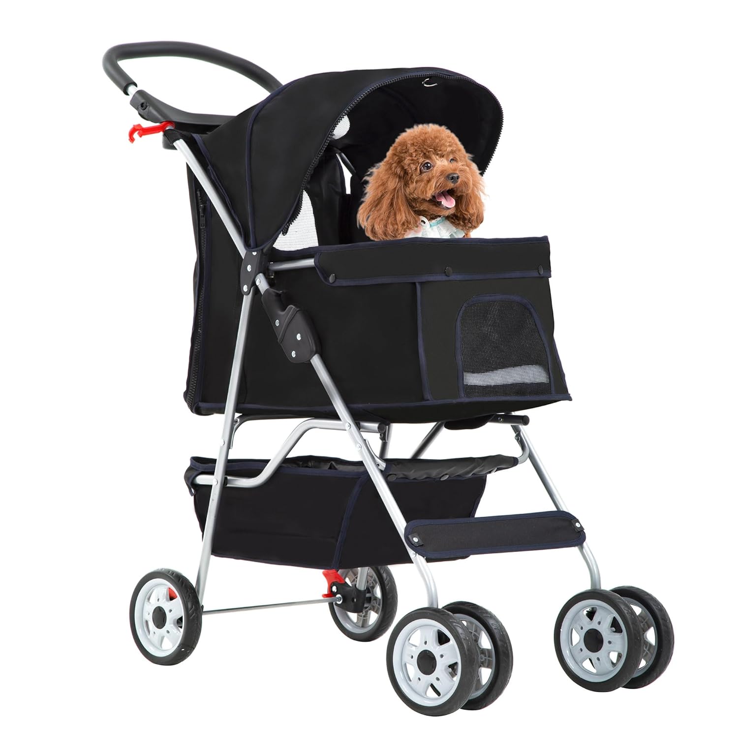 FDW Pet Stroller for Small Dogs and Cats with Cup Holder