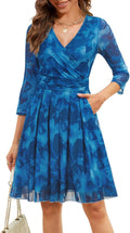 Zattcas Womens Wrap V Neck 3/4 Sleeve Cocktail Dress with Pockets