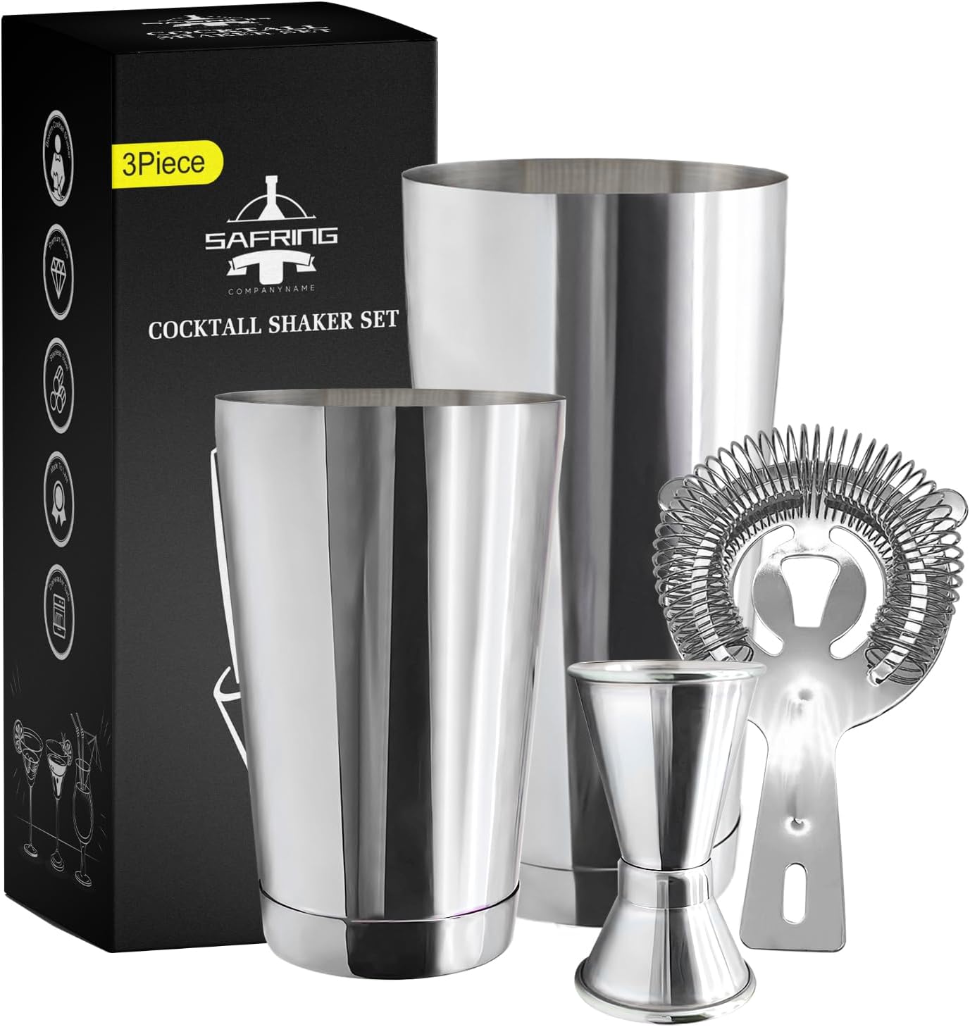 Premium Boston Cocktail Shaker Set - Craft Perfect Cocktails with Ease!