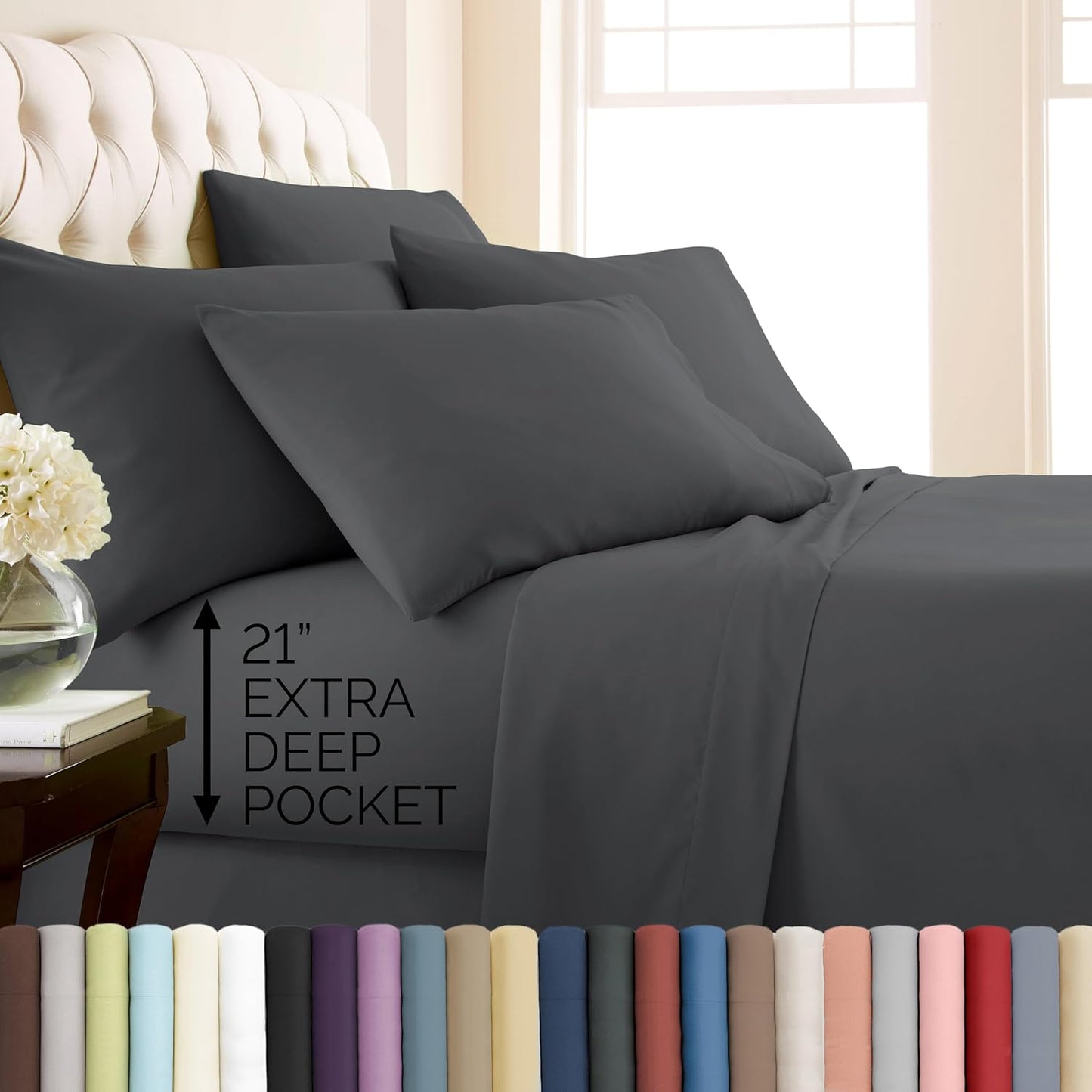 21-Inch Queen Size Sheets Deep Pocket Set for Luxurious Comfort