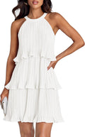 ZESICA Women's Summer Halter Ruffle Tiered Mini Dress - Flowy Fit