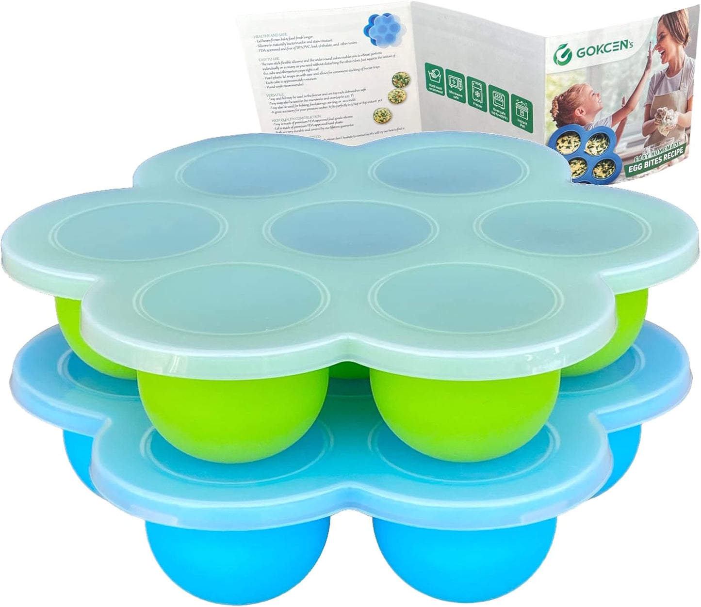 GOKCEN Silicone Egg Bite Molds - Instant Pot 5,6,8 qt - Reusable Storage - [2 Pack]