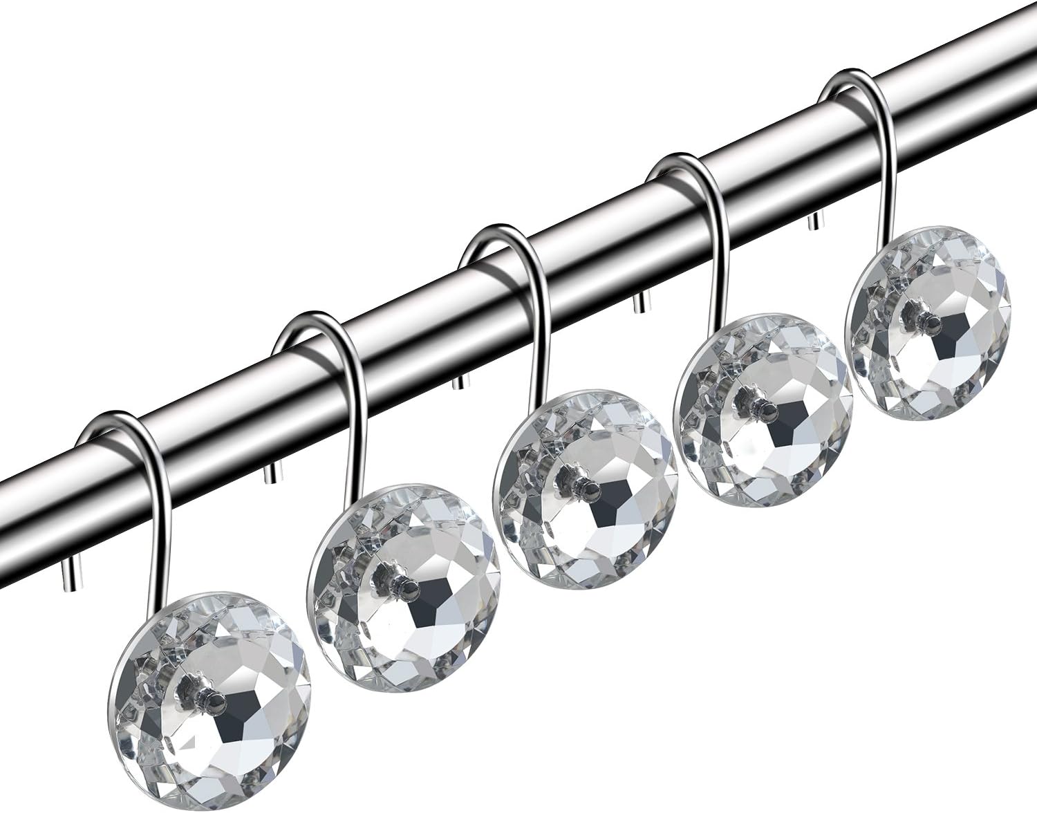 Rust-Proof Rhinestone Shower Curtain Hooks by HBlife