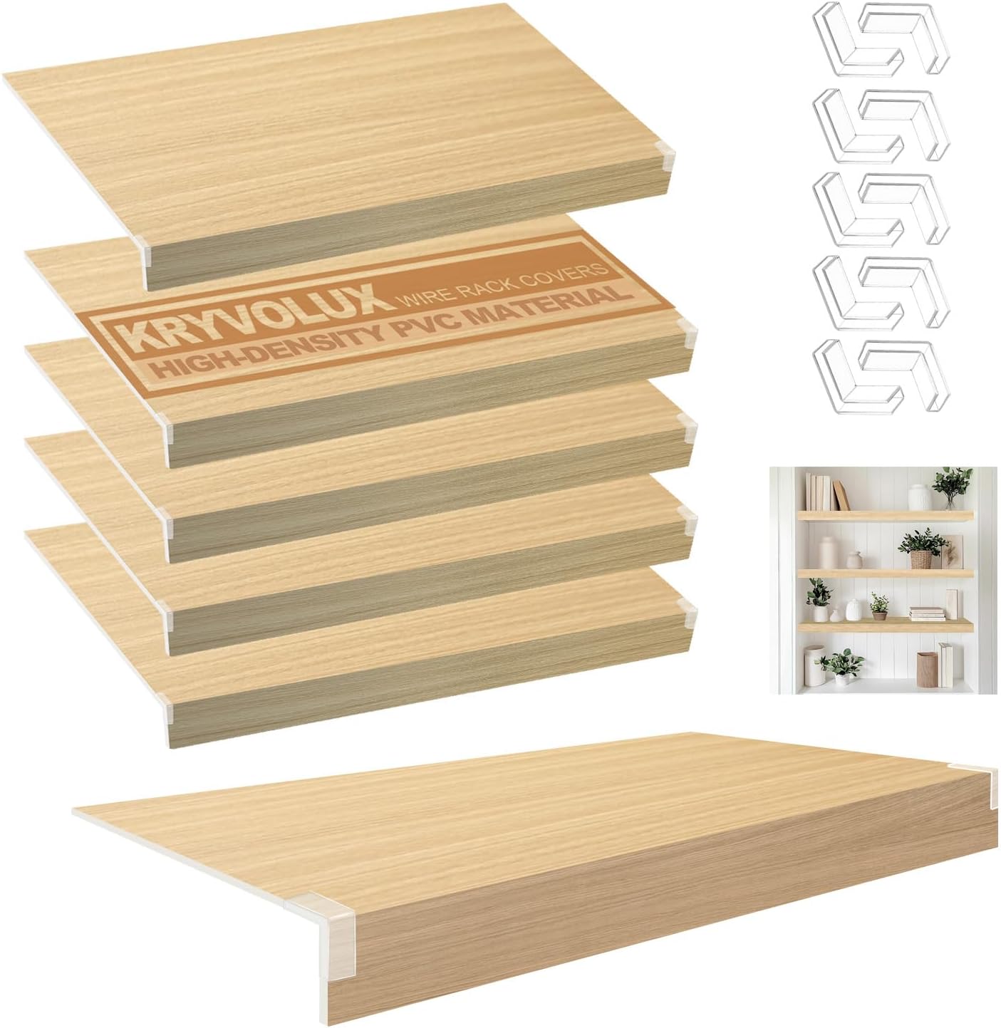 5 Pcs Wire Rack Covers for Pantry Shelves - Durable PVC Design