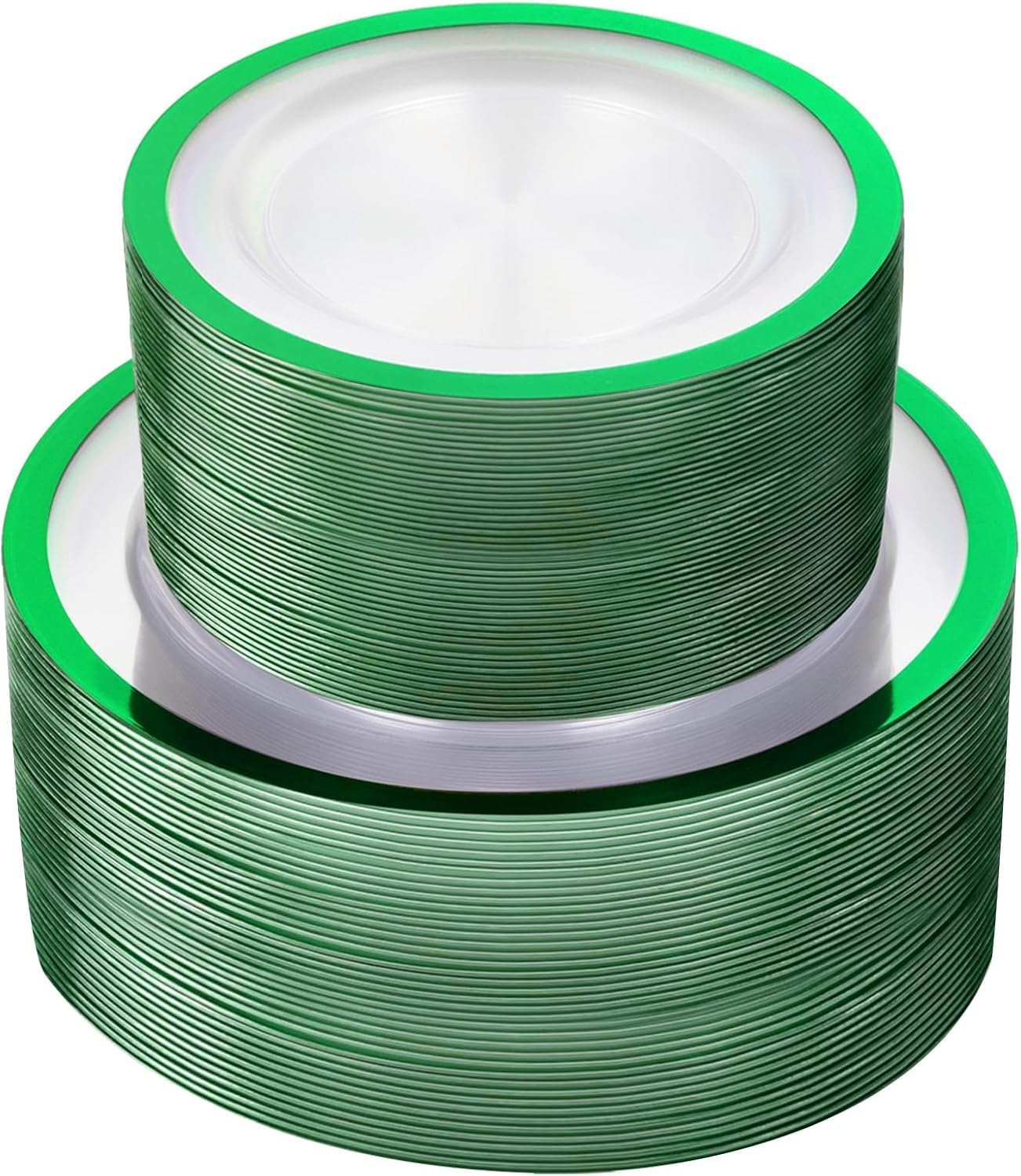 120PCS Clear Green Plastic Plates for Parties and Weddings