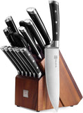 PAUDIN Knife Block Set 15-Piece Kitchen Knife Set with Block