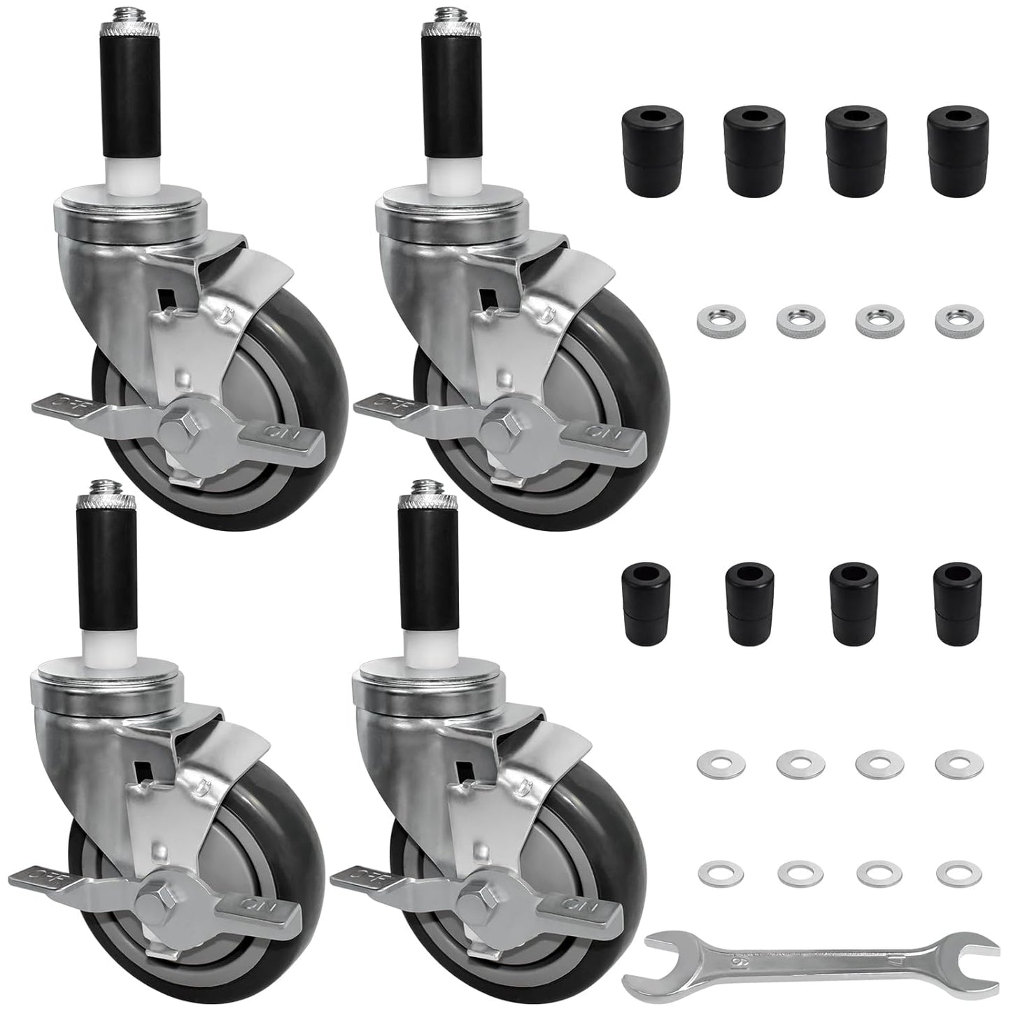 MySit 4 Inches Prep Table Wheels Set of 4 with Side Brake