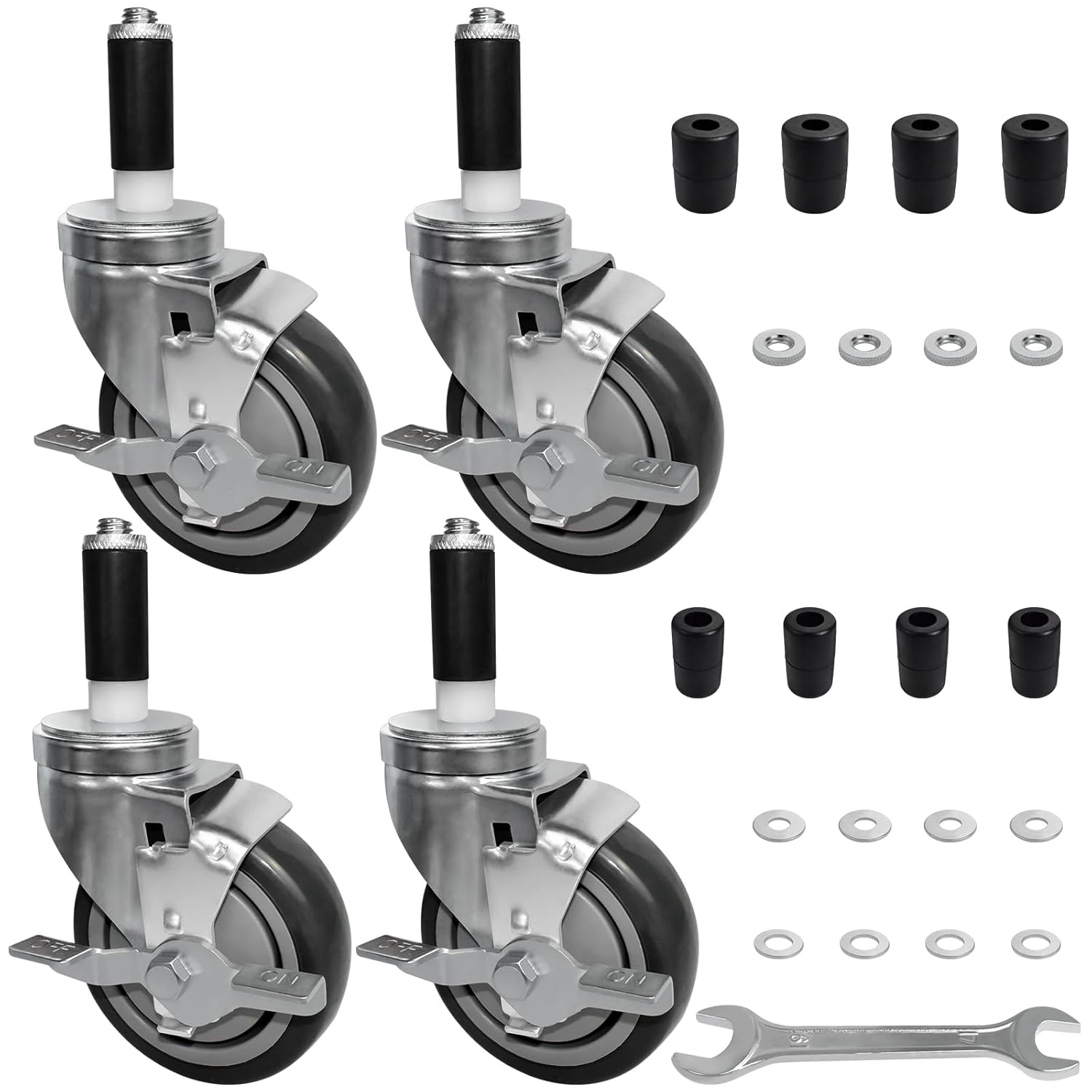 MySit 4 Inches Prep Table Wheels Set of 4 with Side Brake