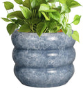 SQOWL Ceramic Planter 8 Inch Gray - Modern Indoor Pot for Drainage