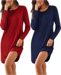 Ekouaer Women's 2 Pack Sleepshirt Dress - Comfortable Long Sleeve are