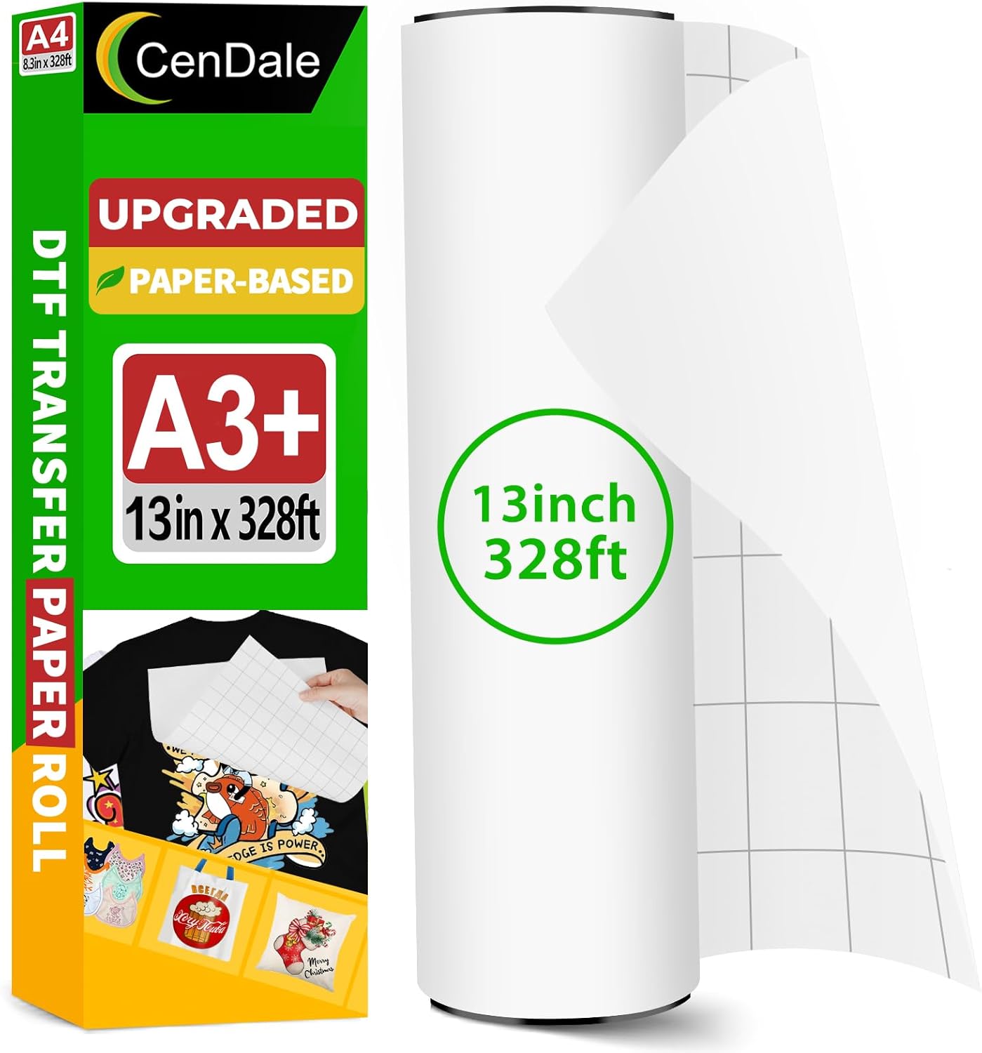 Upgraded DTF Paper Roll 13 x 328ft for Dark & Light Tshirts