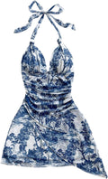 SOLY HUX Tie Dye Halter V Neck Mini Dress - Flattering Retro Fit back
