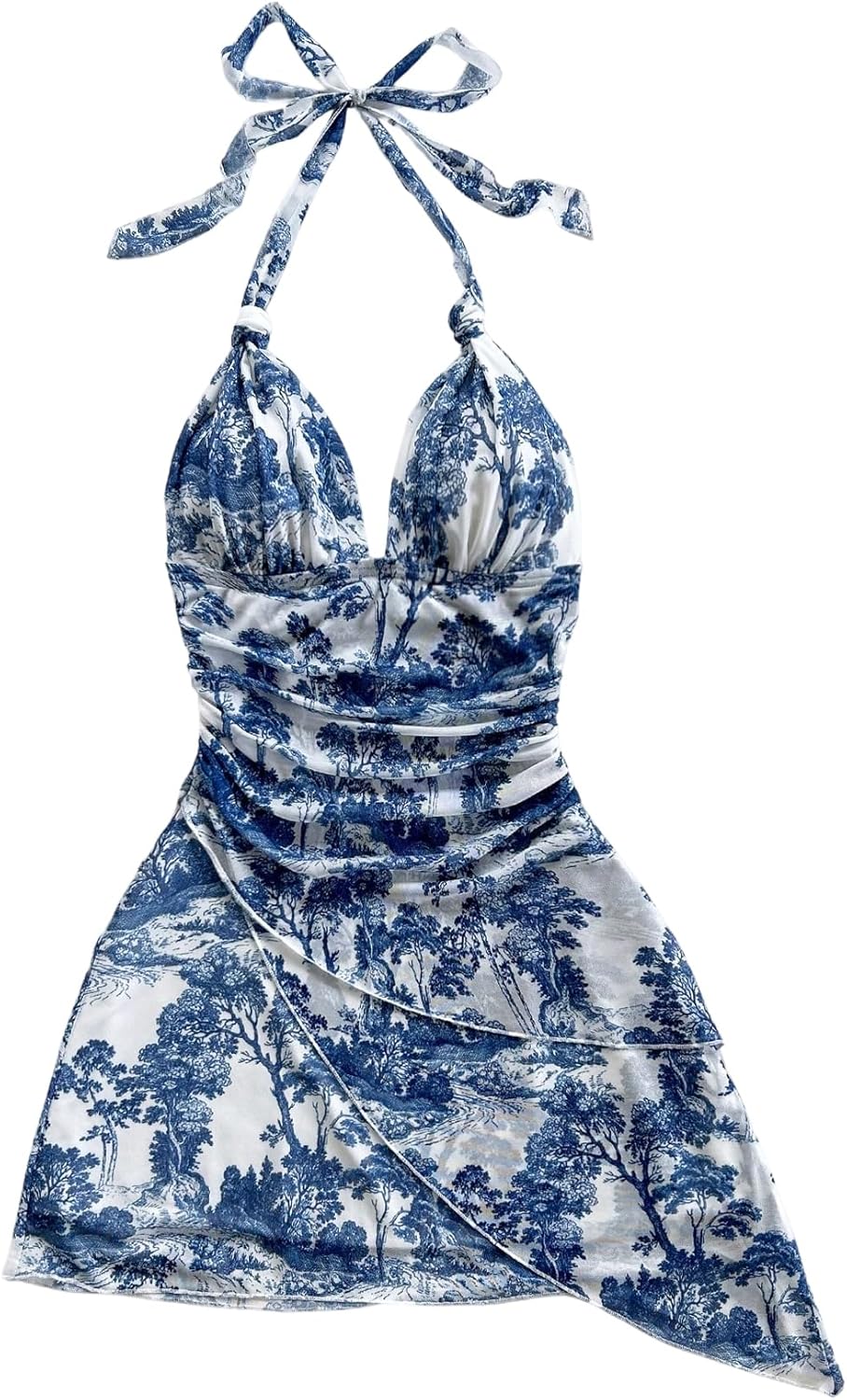 SOLY HUX Women's Sexy Tie Dye Print Halter Mini Dress
