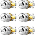 Probrico Polished Chrome Door Knobs 6 Pack - Privacy Ball Knobs