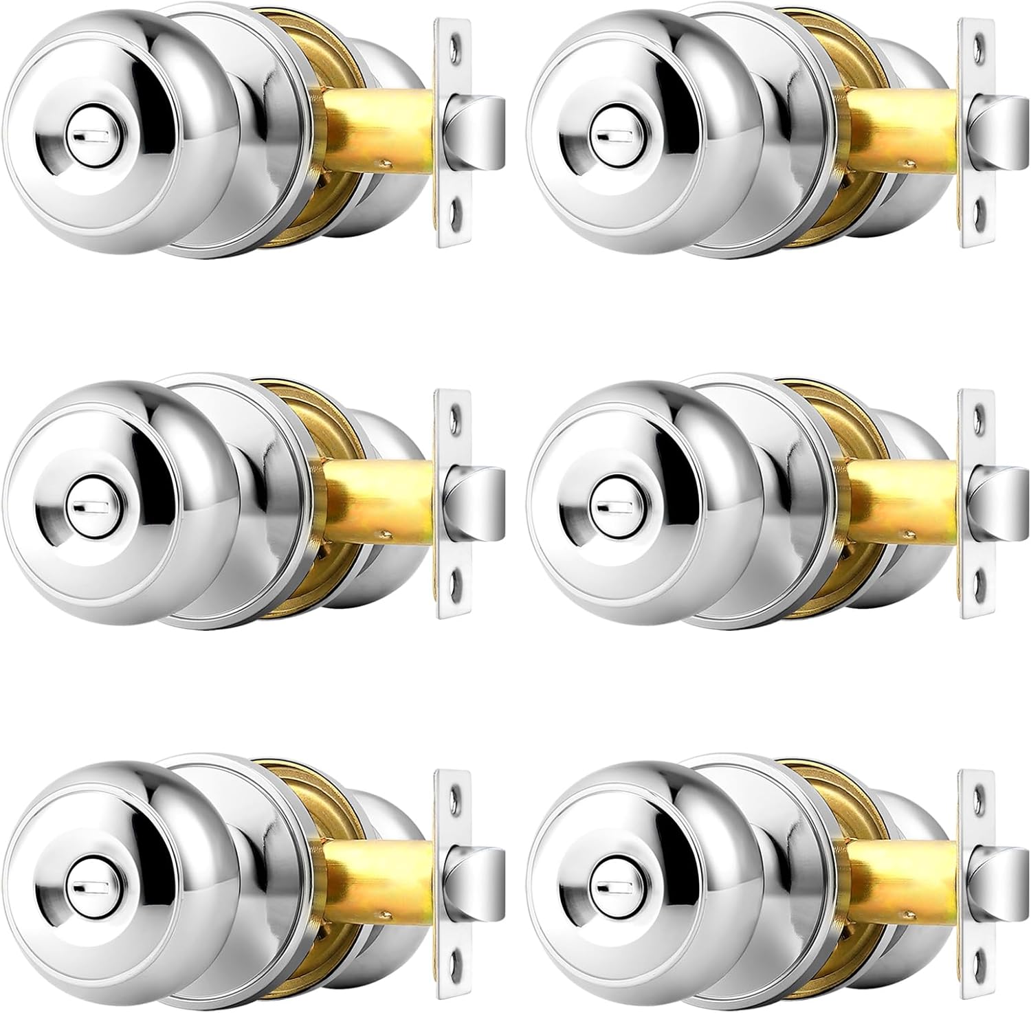 Probrico Polished Chrome Door Knobs for Bedroom and Bathroom