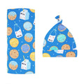 Little Sleepies Swaddle & Hat Set Blue Cookies & Milk - Soft Bamboo