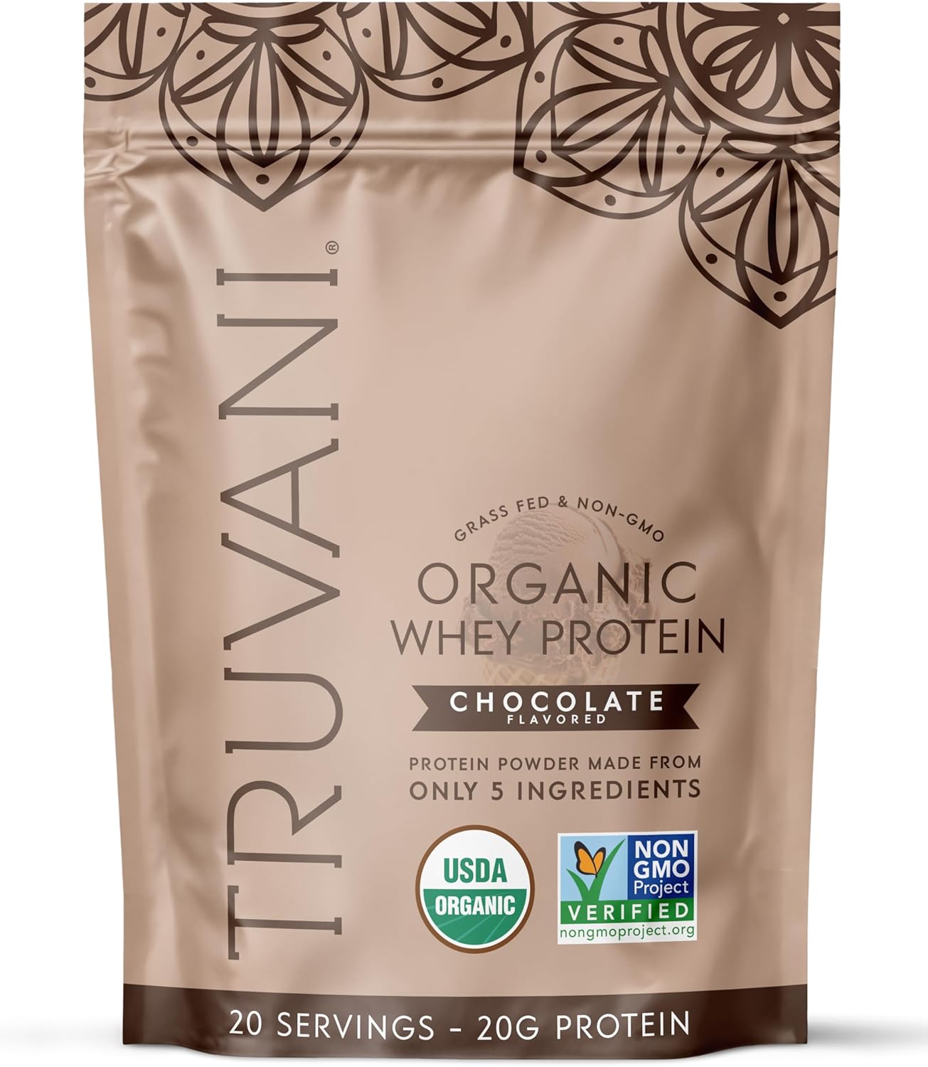 Truvani Organic Whey Protein Powder - Chocolate Flavor Delight