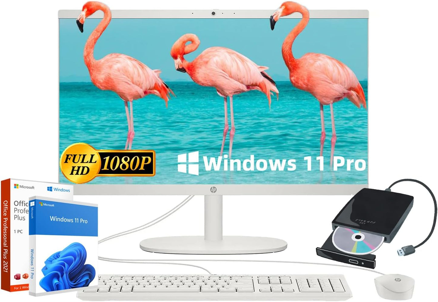 HP All-in-One Desktop Computer with 21.5in FHD Display