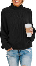 Turtleneck Cable Knit Oversized Sweater - Cozy Slouchy Pullover