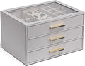 Vlando Jewelry Box for Women Glass Lid Organizer - Compact Storage