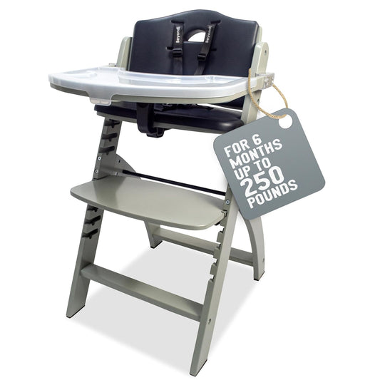Convertible Wooden High Chair - Abiie Beyond Junior - Adjustable & Stylish - Misty Grey