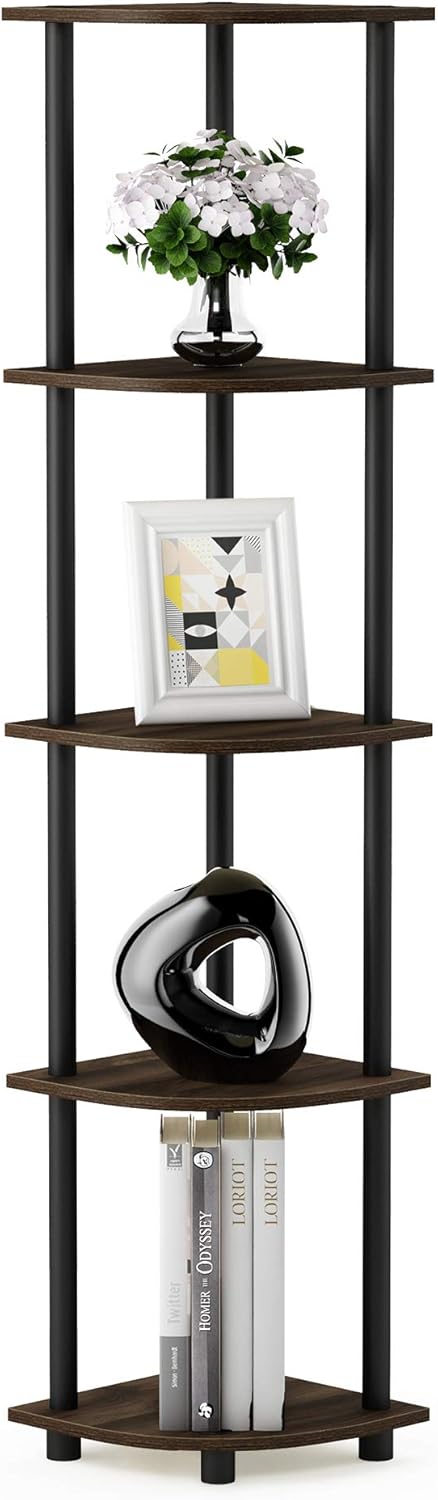 Furinno TURN-N-TUBE Corner Shelf: 5-Tier Space-Saving Design
