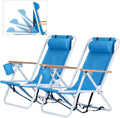 Folding Beach Chair Adjustable Headrest with 4 Tilt Angles - Portable