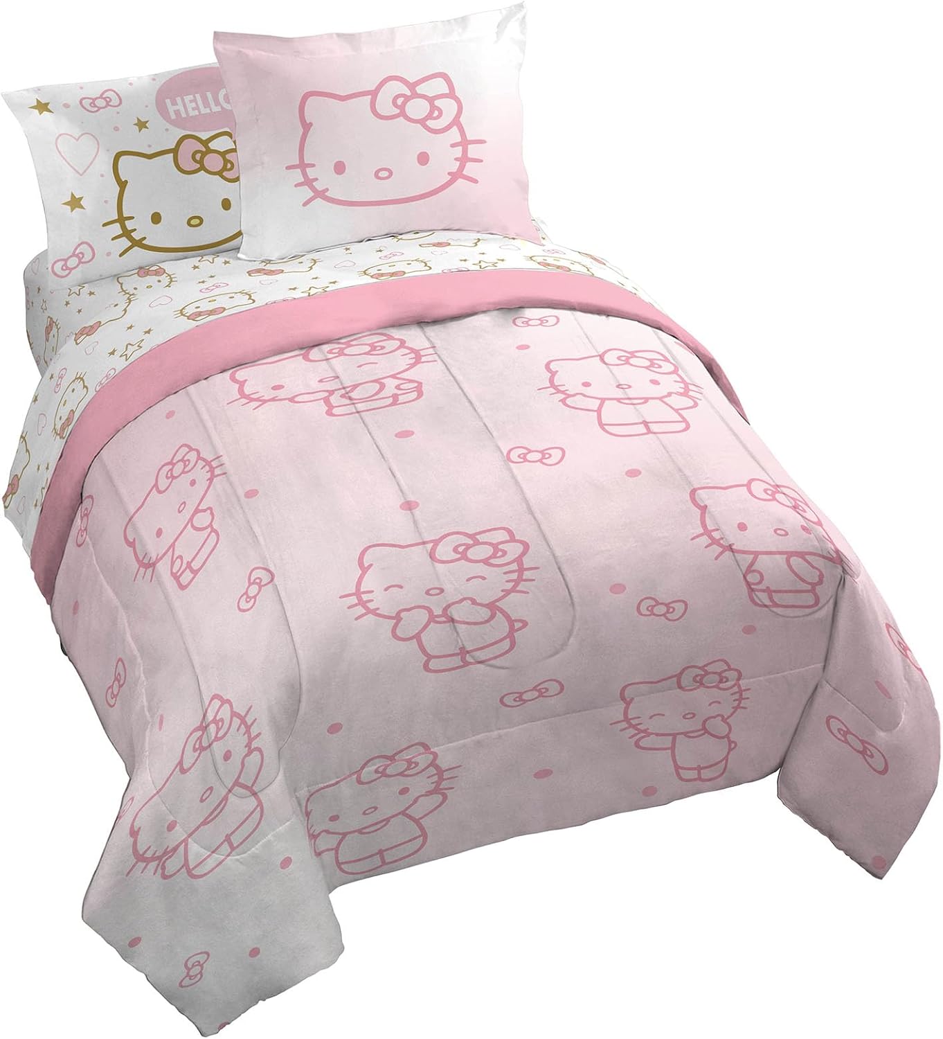 Hello Kitty Queen Comforter Set - Soft Pink Bedding for Kids