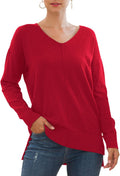 Women's Lightweight V Neck Batwing Sleeve Knit Top - Soft Pullover