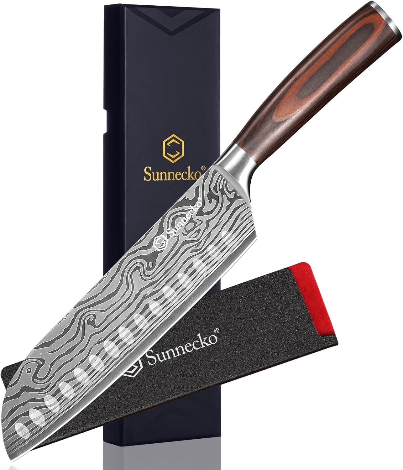 Sunnecko Chef Knife Sharp Santoku Knife 7 Inch for All Cooks