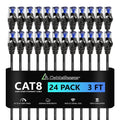 Cat8 Patch Cables 3ft 24 Pack Slim - 40Gbps High-Speed Patch Cables