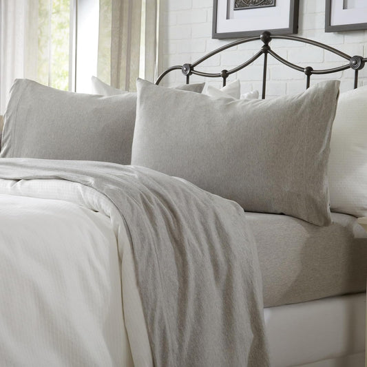 Cotton Jersey Knit Full Sheet Set - Ultra-Soft Light Grey Sheets