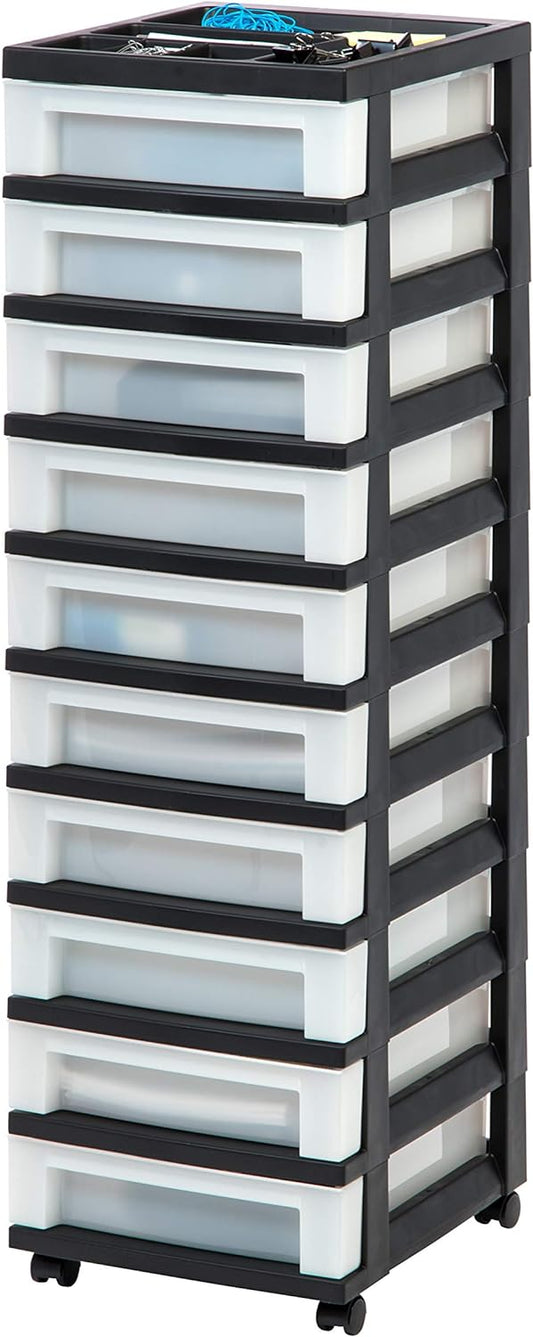 IRIS USA 10-Drawer Rolling Storage Cart for Organizing Supplies