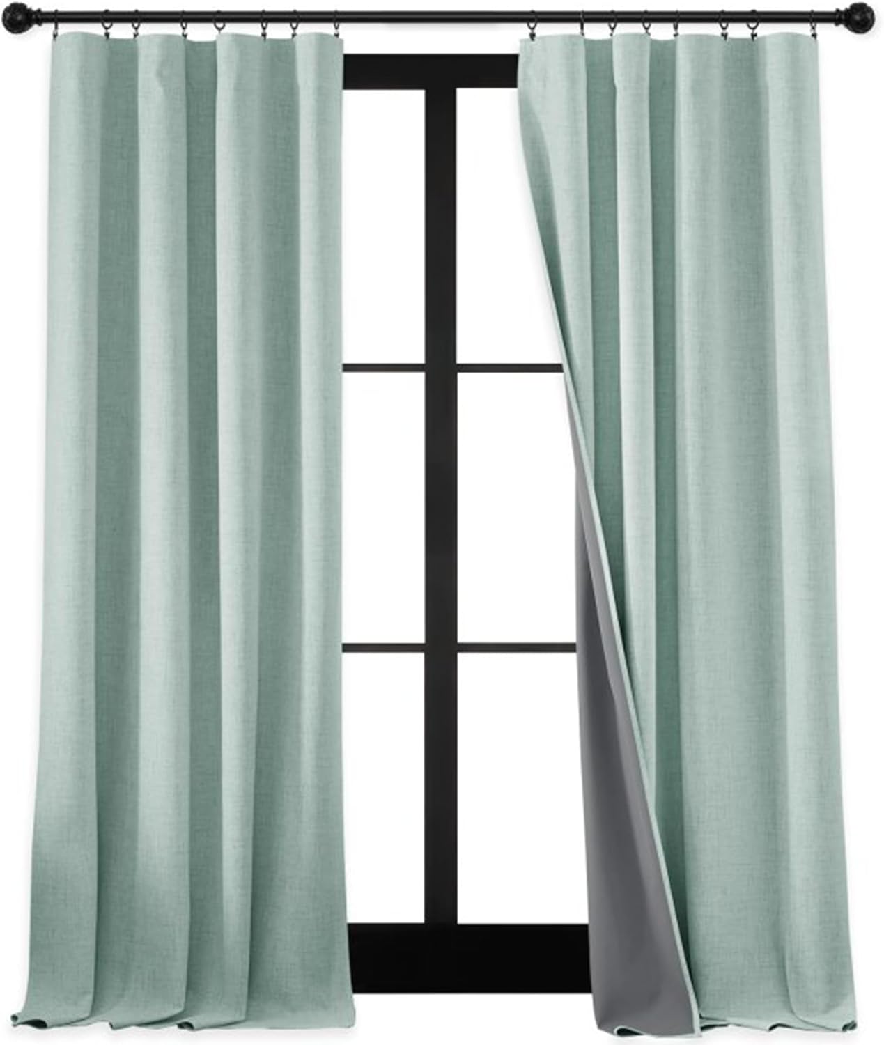 RYB HOME 100% Blackout Linen Textured Curtains for Any Room