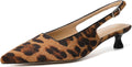 Mostrin Slingback Kitten Heels Leopard Pumps - Comfortable 1.5in Heel
