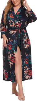 Womens Plus Size Kimono Robe - Lightweight Soft Long Bathrobe
